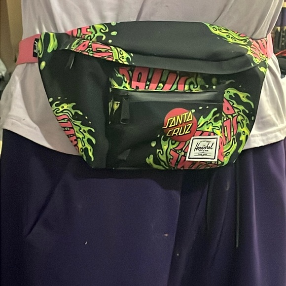 Herschel supply co. X Santa Cruz slime balls green, pink belt bag, fanny pack - Picture 2 of 16